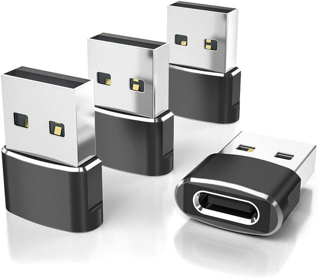 4-Pack USB to USB-C Adapter – Type-C Converter for iPhone, iPad & Samsung