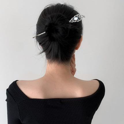 6PCS Star Moon Hair Sticks, Metal Chinese Hair Chopsticks for Buns & Updos, Silver