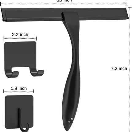 Black 10 Inch Shower Glass Squeegee for Windows Car and Bathroom Use