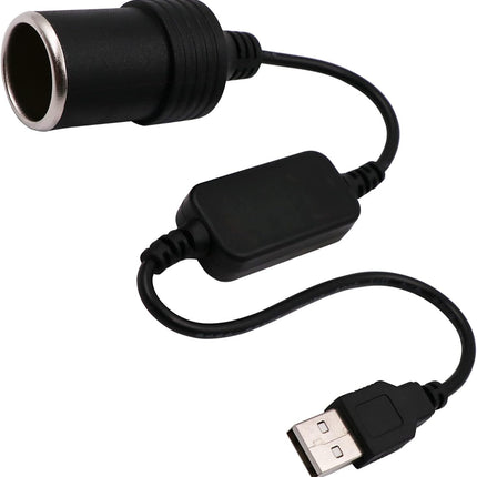 USB A Male to 12V Car Socket Converter Cable – 8W Max, Female Lighter Adapter
