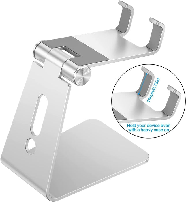 Adjustable Cell Phone Stand – OMOTON Aluminum with Anti-Slip Base & Charging Port