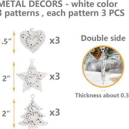 9PCS Metal Christmas Wall Decor – Star, Tree & Heart Hanging Indoor/Outdoor