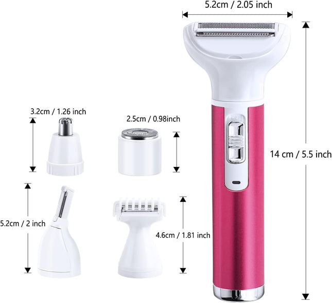 5-in-1 Electric Razor for Women – Painless Rechargeable Shaver for Body & Face