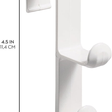 3-Pack Over-the-Door Dual Hooks – Plastic Hangers for Coats & Towels, White