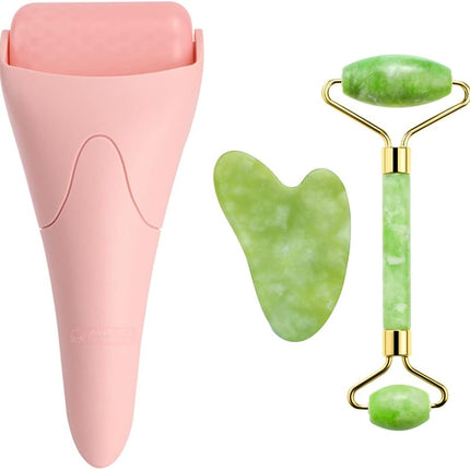 3-in-1 Jade Roller & Gua Sha Set – Face & Eye Cooling Massage Roller