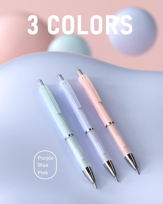 3PCS Mechanical Pencil Set – 0.7mm, Case, HB Lead & Eraser Refills