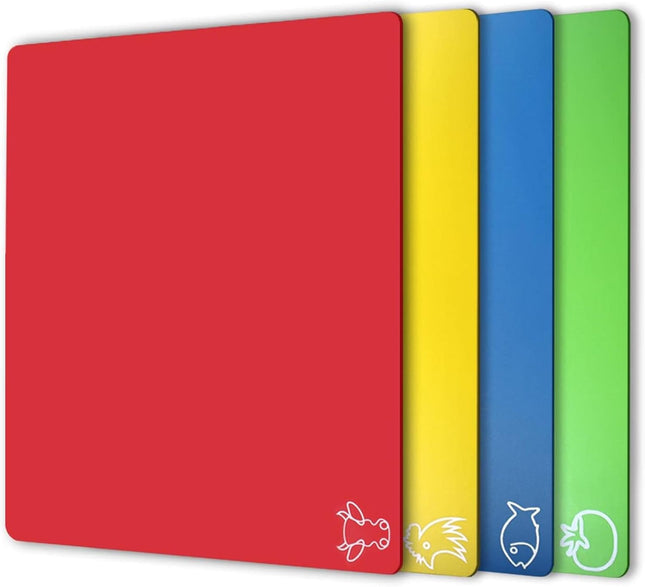 4 Pack Flexible Plastic Cutting Boards Non Slip BPA Free Dishwasher Safe