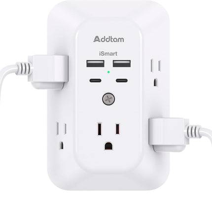 Surge Protector Outlet Extender – 5-Outlet Splitter with 4 USB Wall Charger