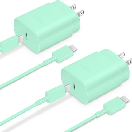 2-Pack 25W USB-C Chargers with 6ft Cable – Fast Charge for iPhone & Galaxy
