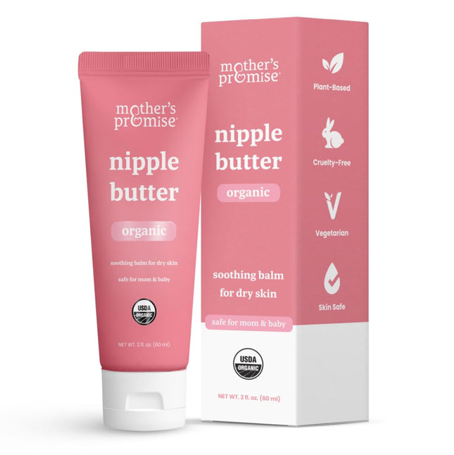 Organic Nipple Butter for Breastfeeding, Lanolin-Free, Safe for Moms & Babies