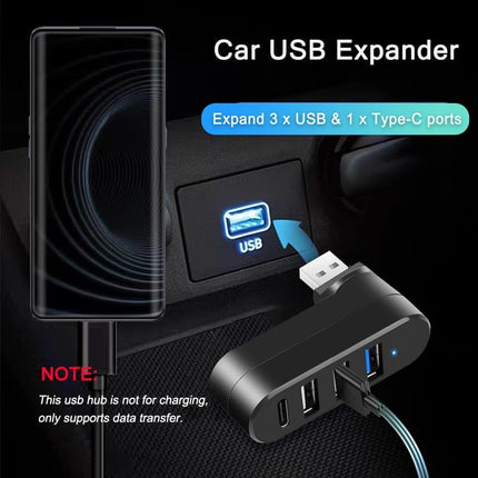 4 Port USB 3.0 Hub Rotatable USB Splitter with USB C PD Power Port