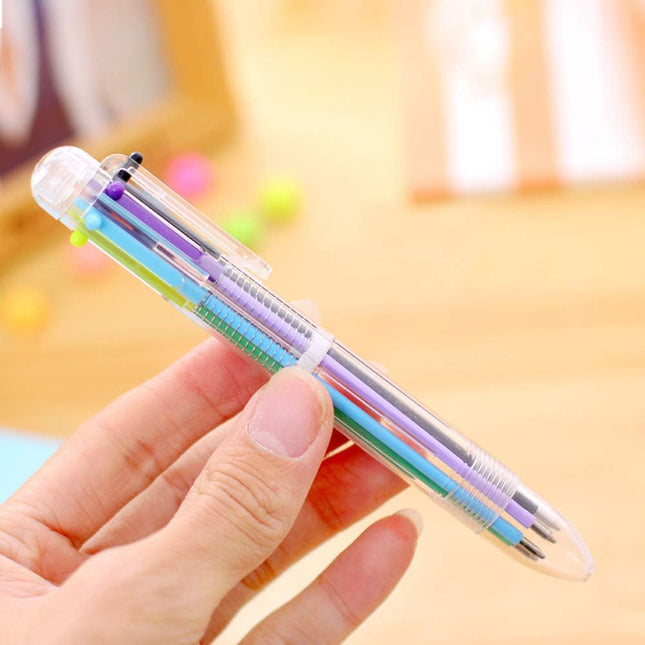 12-Pack 6-in-1 Multicolor Ballpoint Pens – 0.5mm Retractable, 6 Colors per Pen
