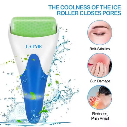 Ice Roller for Face & Eyes, Facial Massage Tool for Puffiness, Migraine & Pain Relief, Green