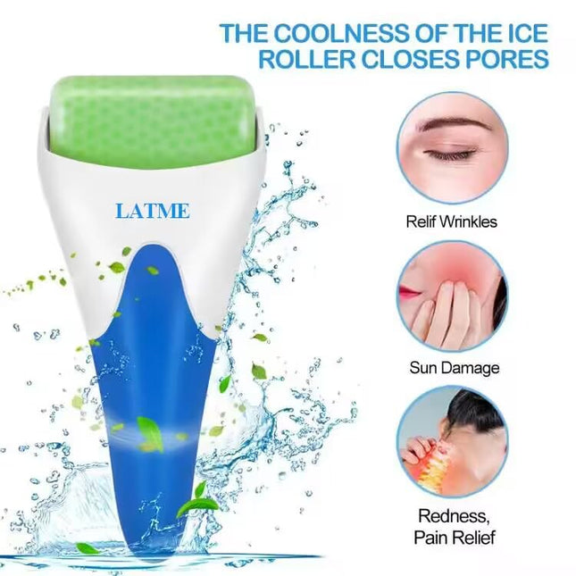 Ice Roller for Face & Eyes, Facial Massage Tool for Puffiness, Migraine & Pain Relief, Green