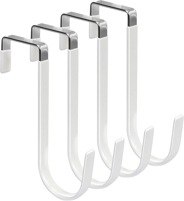 4-Pack Over the Door Hooks – Heavy Duty, Rubber, White, Scratch-Free