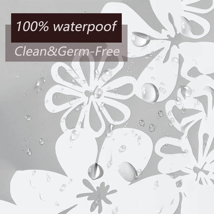 Shower Curtain Liner 4G PEVA Waterproof, White Floral, 3 Magnetic Weights, Grommets