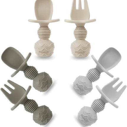 6-Pc Baby Spoon & Fork Set – Silicone Feeding Utensils for 3+ Month Olds