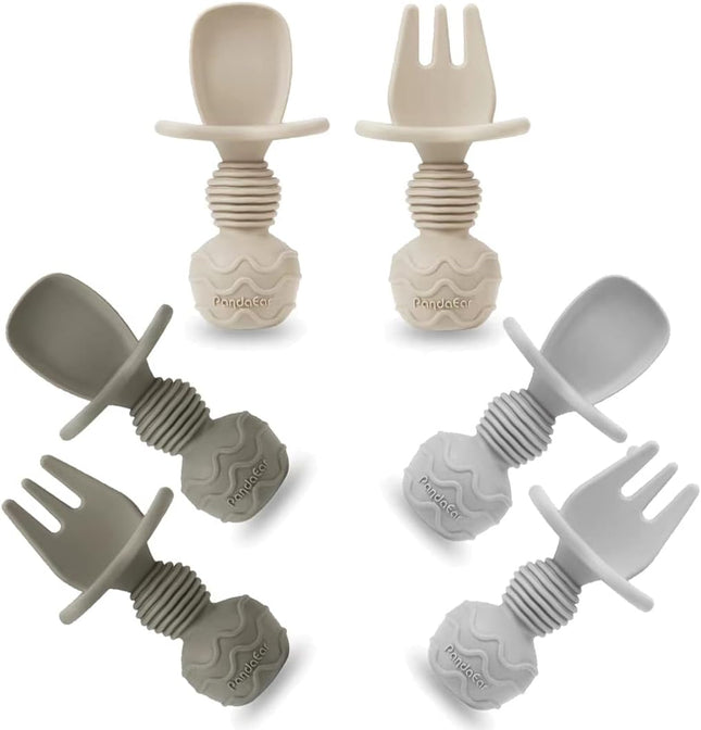 6-Pc Baby Spoon & Fork Set – Silicone Feeding Utensils for 3+ Month Olds