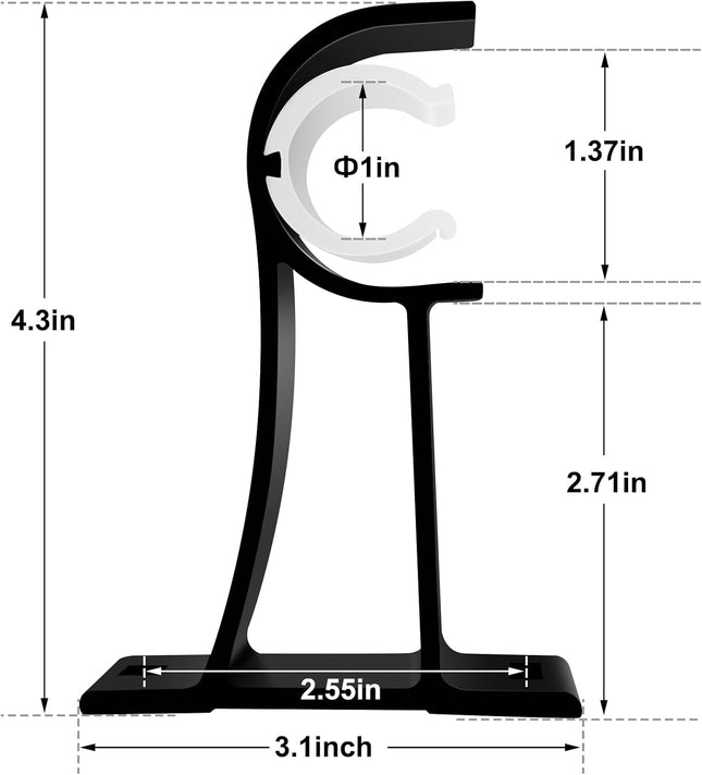 4 Pack Heavy Duty Curtain Rod Brackets Black Holders for 1 Inch Rods