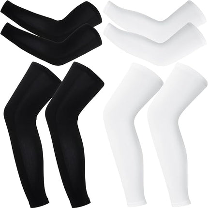 Compression Leg and Arm Sleeves 2 Pairs Each UV Protection Anti-Slip Silicone Strips