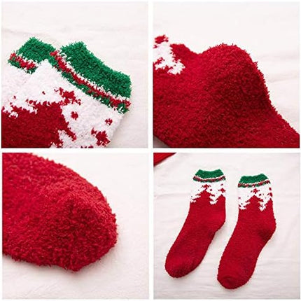Cute Christmas Fuzzy Socks Women & Girls Cozy Fluffy Winter Warm Slippers Holiday Gifts