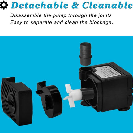 5W Mini Submersible Water Pump 90 GPH, Adjustable Fountain Pump Aquariums and Ponds