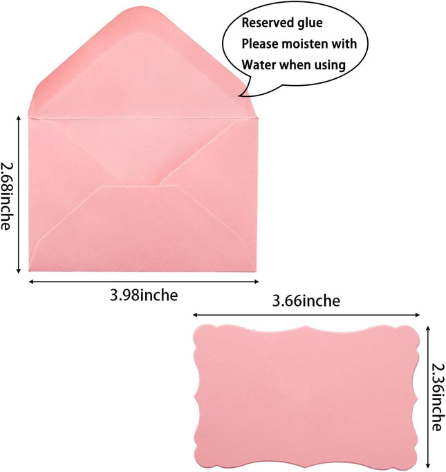 100 Pack Mini Envelopes & Note Cards – 5 Colors, 4x2.7 Inches, Wedding & Party Favors