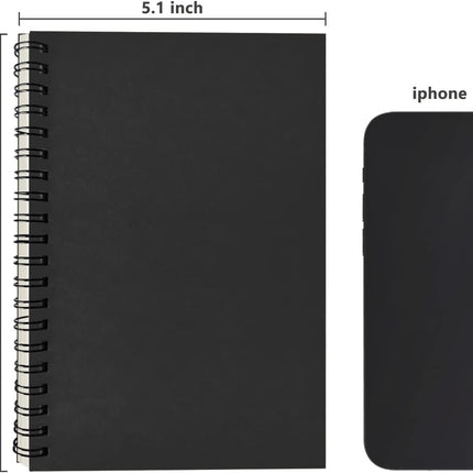 2 Pack Blank Spiral Notebooks, Soft Cover Sketchbooks, 7.5x5.1in, 100GSM Black