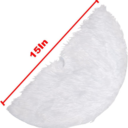 15" White Faux Fur Mini Christmas Tree Skirt – Plush Xmas Tree Decoration