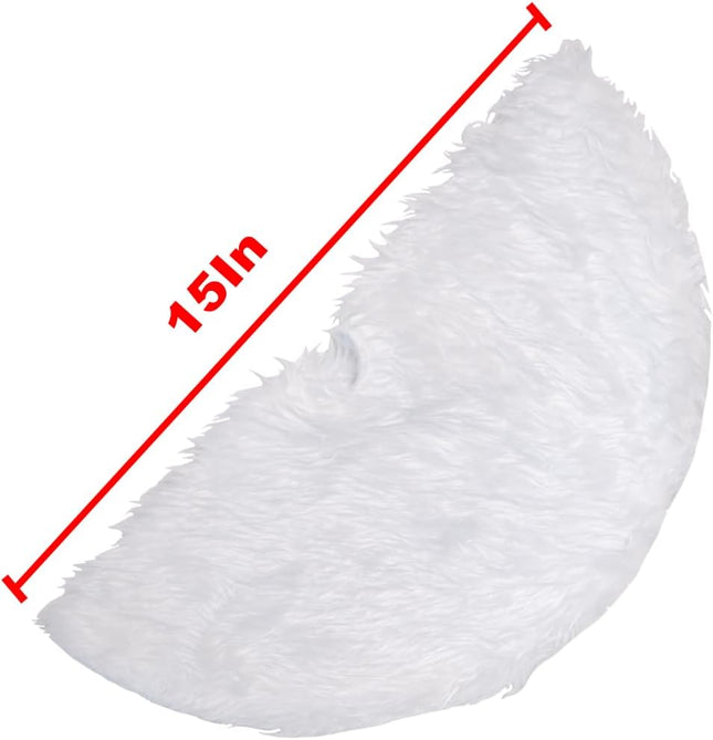 15" White Faux Fur Mini Christmas Tree Skirt – Plush Xmas Tree Decoration