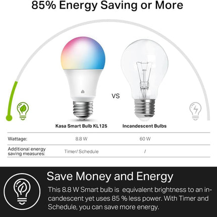 Smart WiFi Light Bulbs 2-Pack, A19 60W 800LM RGB Color Changing, Alexa & Google