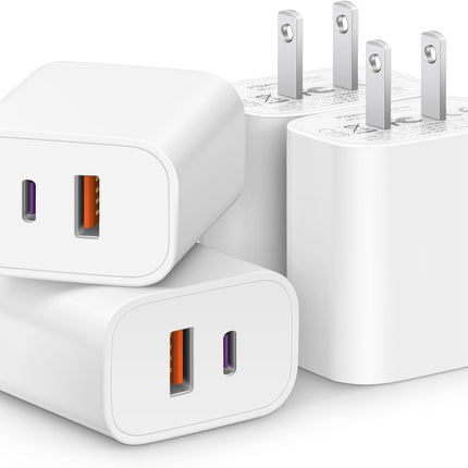 4 Pack USB C Charger Block 20W PD Fast Charging Adapter with USB A Port