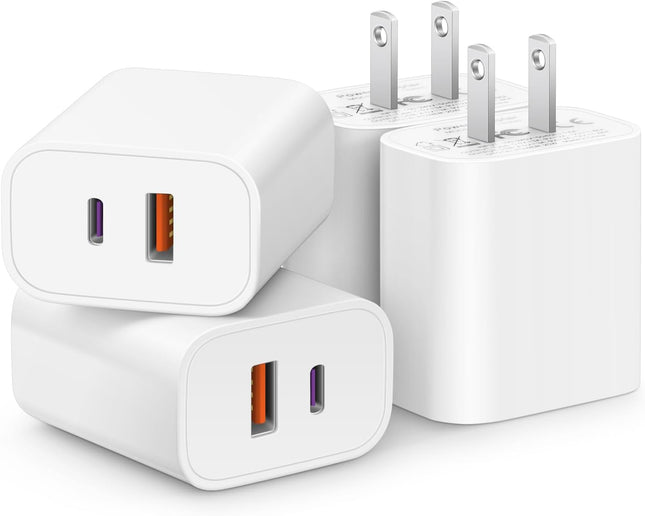 4 Pack USB C Charger Block 20W PD Fast Charging Adapter with USB A Port