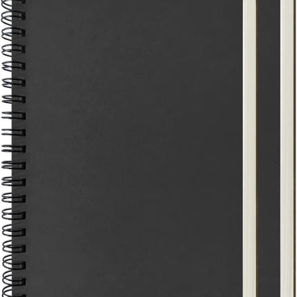 2 Pack Blank Spiral Notebooks, Soft Cover Sketchbooks, 7.5x5.1in, 100GSM Black
