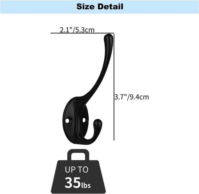 4PCS Heavy Duty Coat Hooks – Wall Mounted Black Towel Hooks for Coats & Handbags