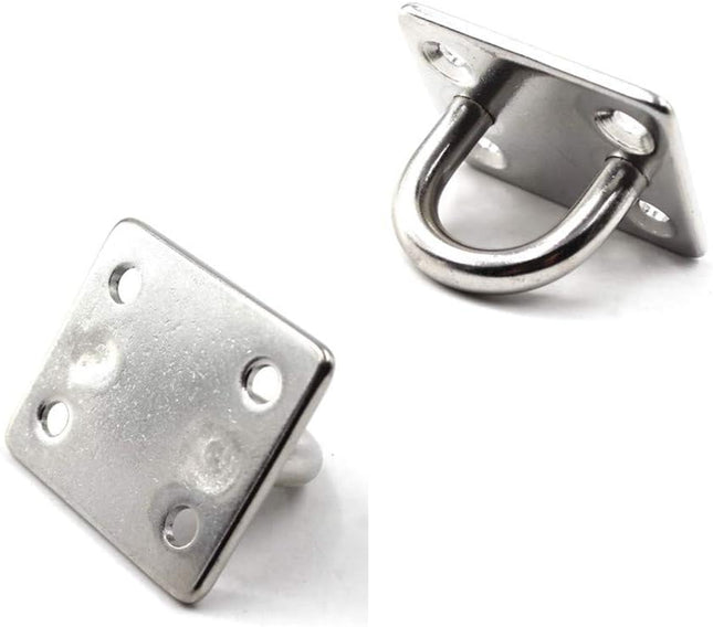 4PCS Stainless Steel Oblong Pad Eye Plates – Marine Hardware Kit with Carabiner Clips & Screws