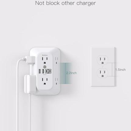 6-Outlet Surge Protector with 4 USB (2 USB-C) – 1800J Wall Charger Power Strip for Home & Office