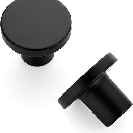10 Pack Black Cabinet Knobs Round Kitchen Drawer Dresser Closet Door Pulls 1.2"
