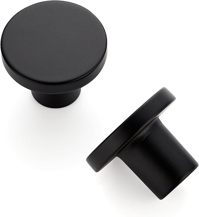 10 Pack Black Cabinet Knobs Round Kitchen Drawer Dresser Closet Door Pulls 1.2"
