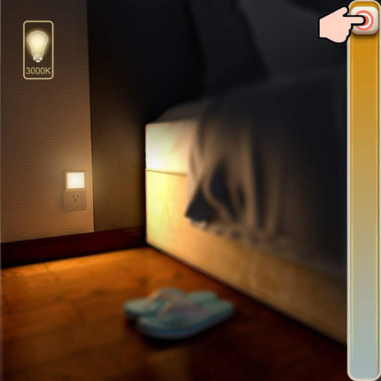 2 Pack Plug-In LED Night Lights – Warm White, Dusk to Dawn, Adjustable Brightness