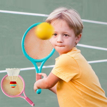 Kids Tennis Racket Set with 2 Lightweight 15-Inch Rackets, Ball and Badminton Toy