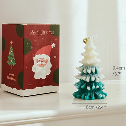 Christmas Tree Scented Candle – White Green Frosted Pine Holiday Home Decor