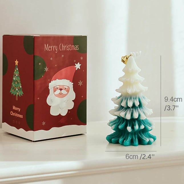 Christmas Tree Scented Candle – White Green Frosted Pine Holiday Home Decor