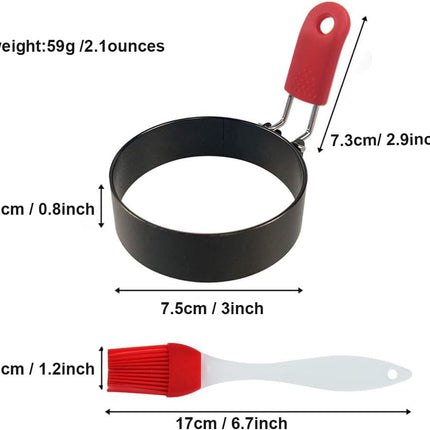 4-Pack 3" Stainless Steel Egg Rings, Nonstick Egg & Pancake Molds for Griddle