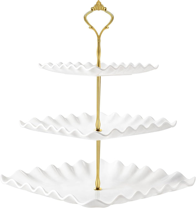 3 Tier Dessert Cupcake Stand White Plastic Serving Tray Tea Party Wedding