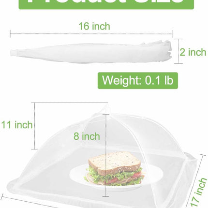6 Pack Mesh Food Covers 17x17", Pop-Up Nylon Food Tents, Reusable Outdoor Picnic BBQ Covers