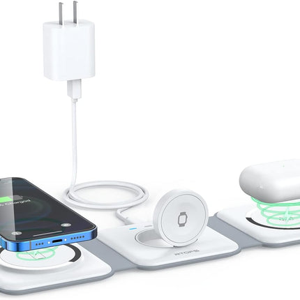3 in 1 Magnetic Wireless Charging Station for iPhone iWatch AirPods with Adapter
