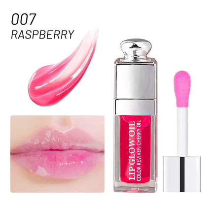Tinted Lip Glow Oil 0.2oz – Nourishing, Long-Lasting Hydration, Raspberry