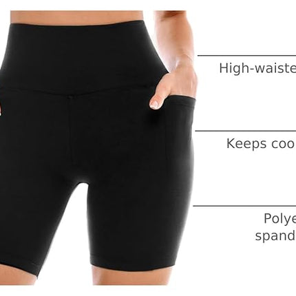 2 Pack Women's Biker Shorts with Pockets High Waisted Yoga Workout Gym Shorts