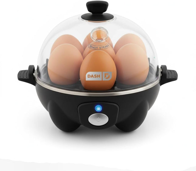 7-Egg Rapid Cooker – Boiler, Poacher & Steamer with Measuring Guide, Black